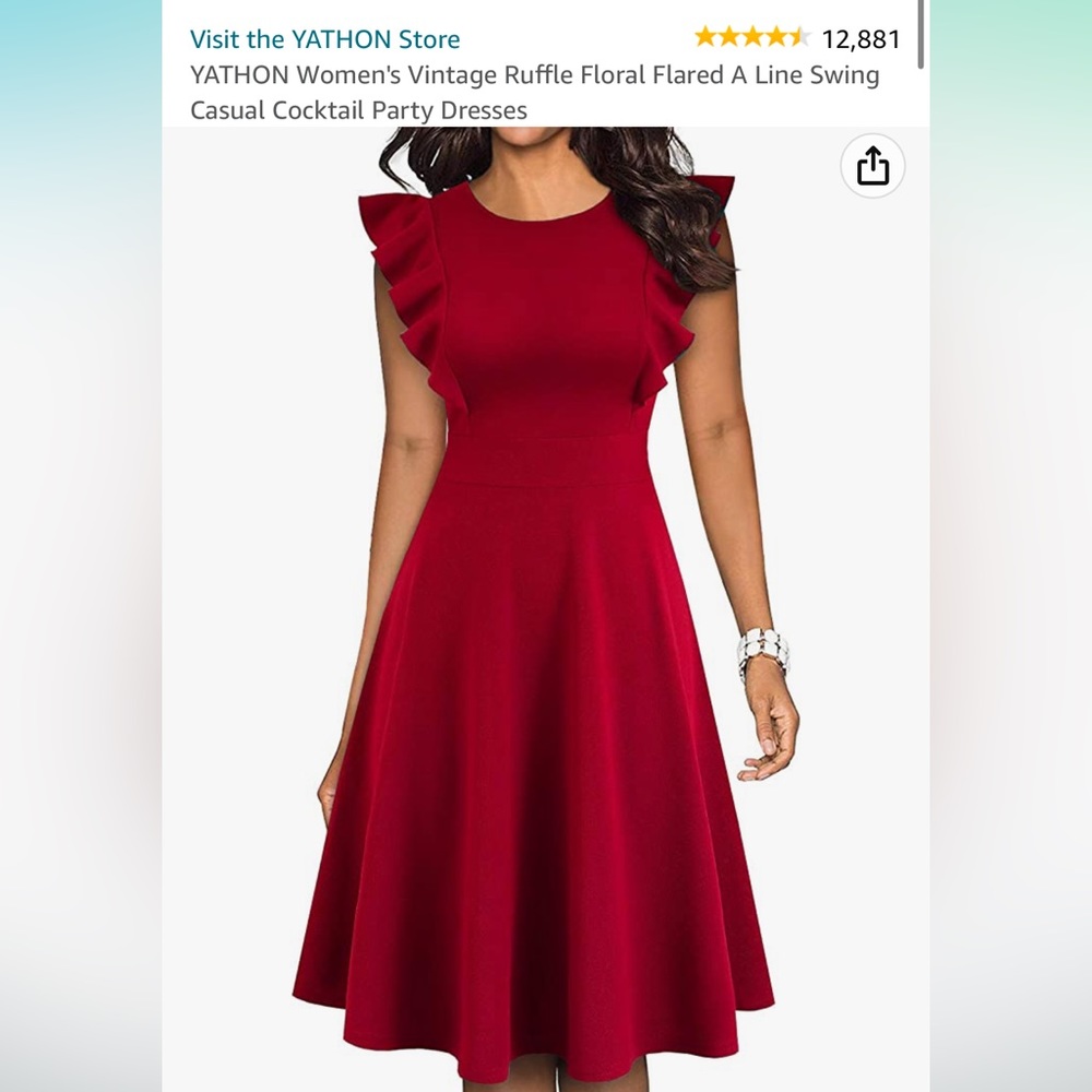 Basic red ruffle flare dress size large
